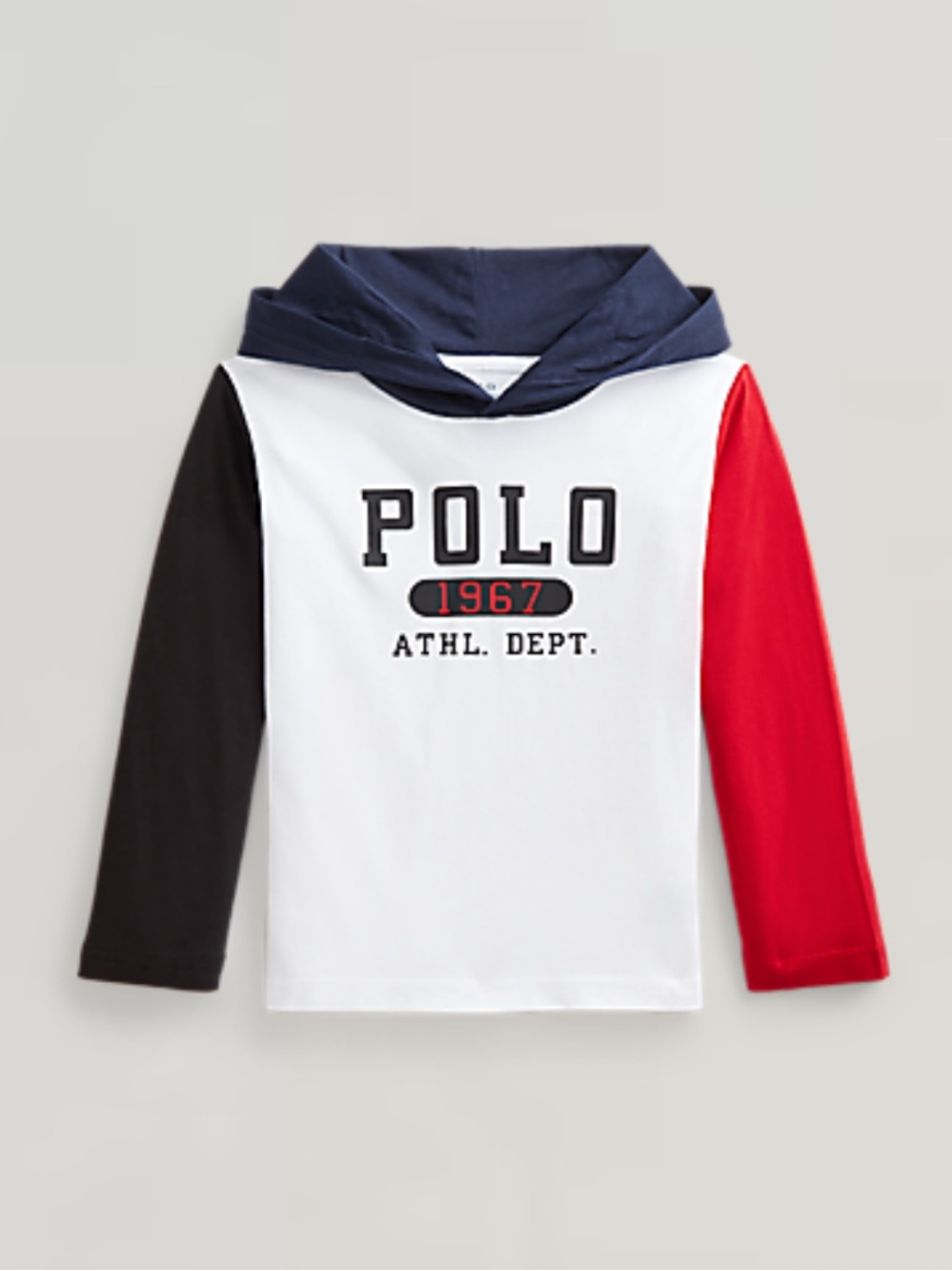 Polo Ralph Lauren Boys Hooded Logo Tee Colorblock Long Sleeve Shirt Size 2T 2/2T